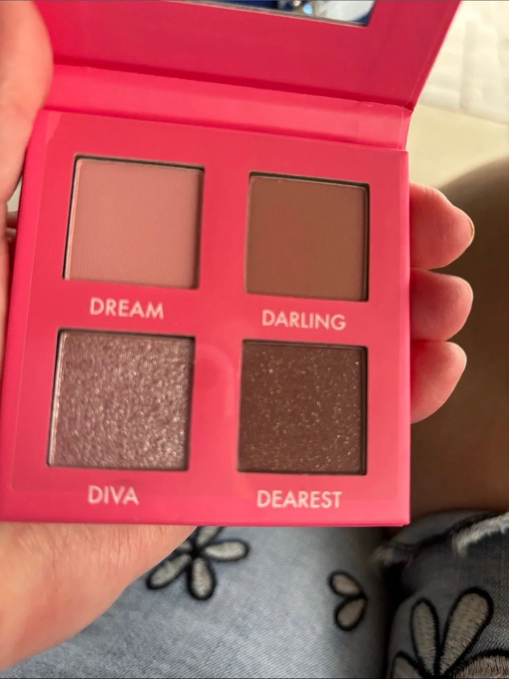 Pink Four-Pan Eyeshadow Palette - Warm Neutrals & Shimmer.